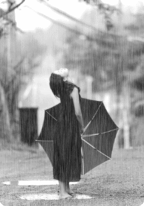 rain,girl,black and white,umbrella