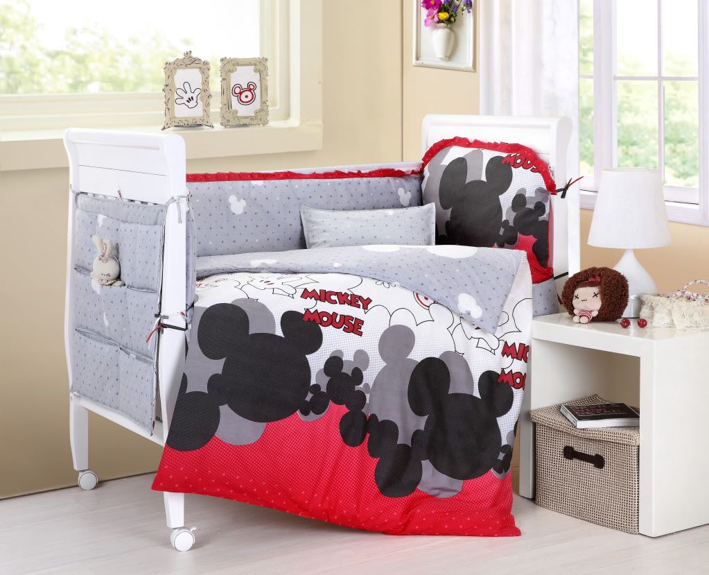 Baby Bedding Crib Cot Sets 9 Piece Mickey Mouse Theme Rrp