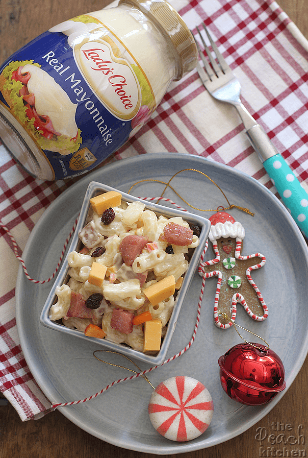 Christmas Ham and Queso De Bola Macaroni Salad