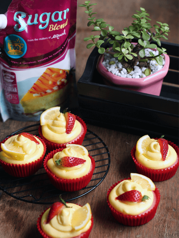 Strawberry Lemonade Cupcakes Made with Sugar Blend