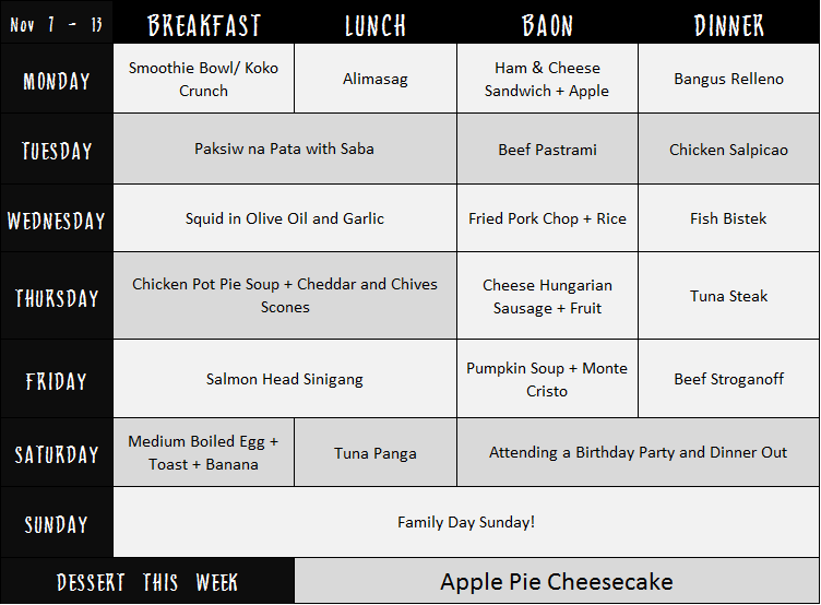 Weekly Menu Plan #5