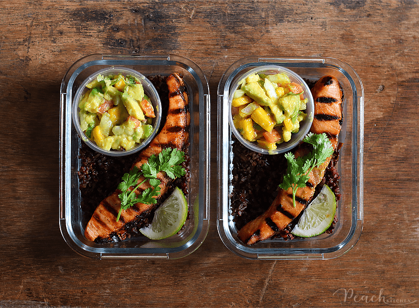 Garlic Honey Salmon on Coconut Black Rice