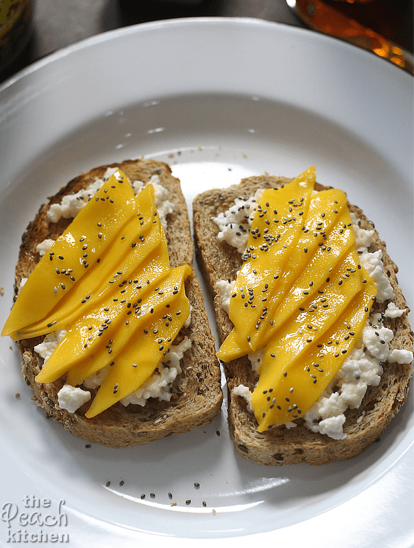 Cottage Cheese, Mango, and Honey Toast