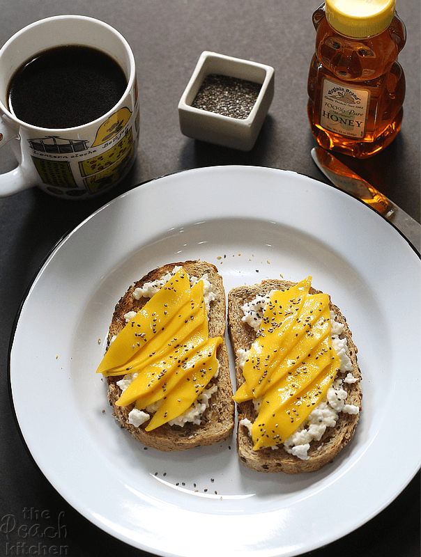 Cottage Cheese, Mango, and Honey Toast