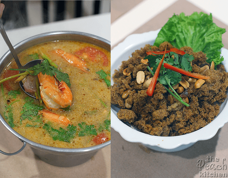 Tom Yum Soup and Fried Catfish Salad