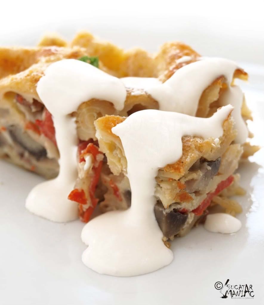 lasagne cu ciuperci,lasagnia,lazania,reteta,foi lasagne,paste,la cuptor,parmezan,mozzarela