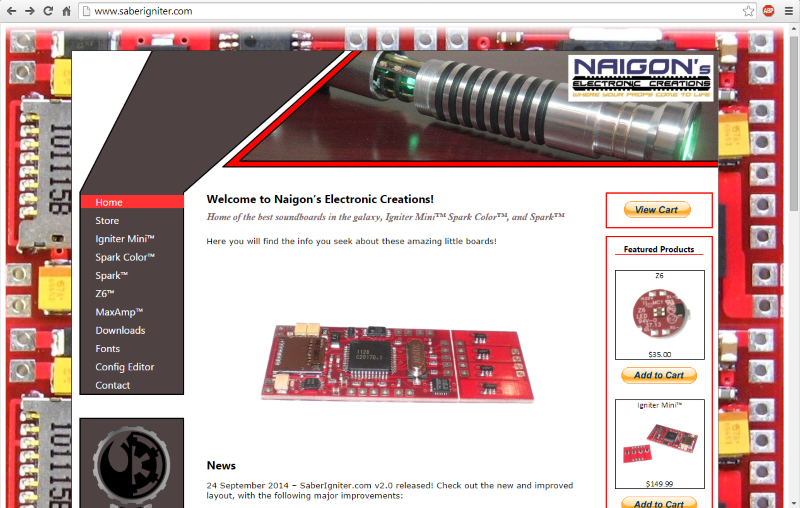 SaberIgniter.com V2.0, a brand new look and feel!