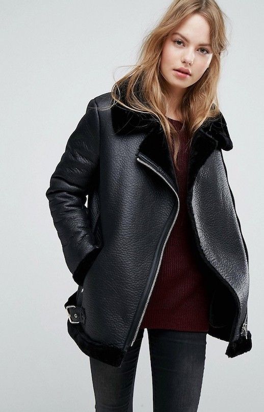 You Won't Believe This Black Shearling Aviator Jacket Is Under $100