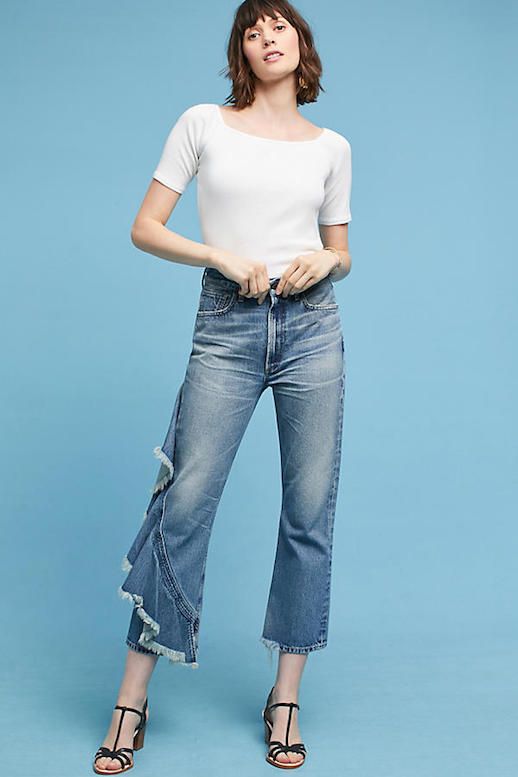 Under $500: Ruffled High Rise Cropped Jeans