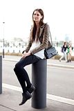 Model-Off-Duty: Taupe Leather Jacket In Australia