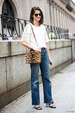 Street Style: Maria Dueñas Jacobs | Lace Tee + Leopard Bag in NYC