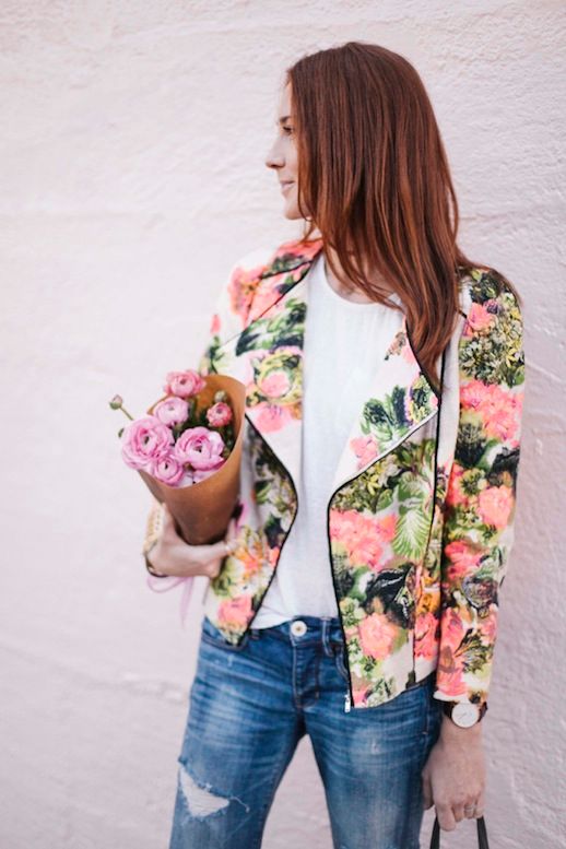 BRIGHT FLORAL MOTO JACKET