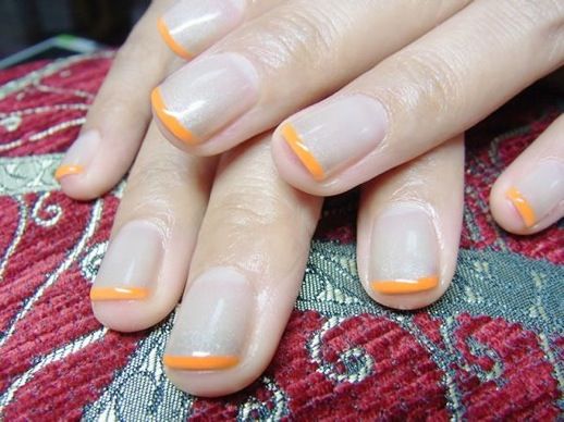 Orange and Clear French Tip Nails - wide 3