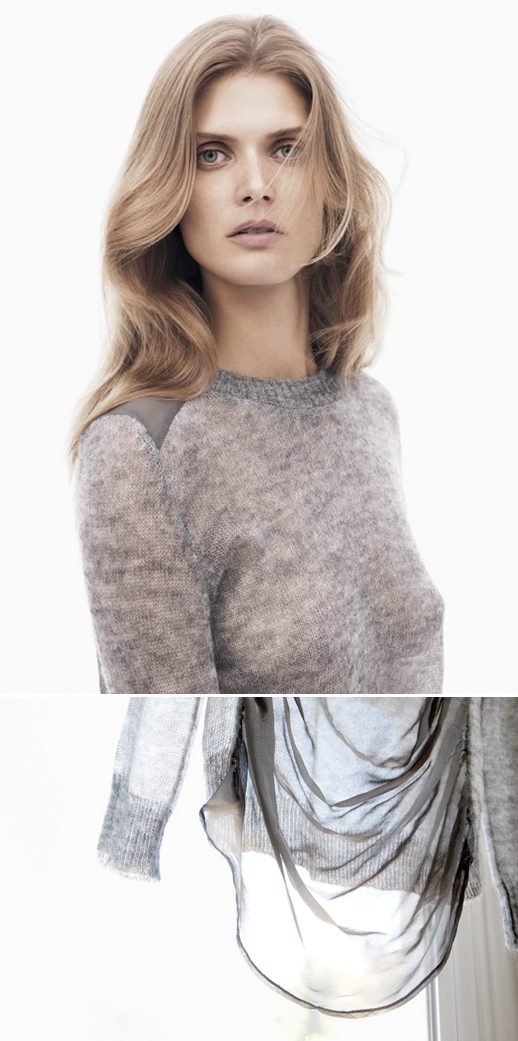 MALGOSIA BELA THEORY FW 2011 2012 JOSSETA GREY GRAY SWEATER TRANSPARENT RUMI NEELY FASHION TOAST PHOTO DELICATE SIMPLE KNIT