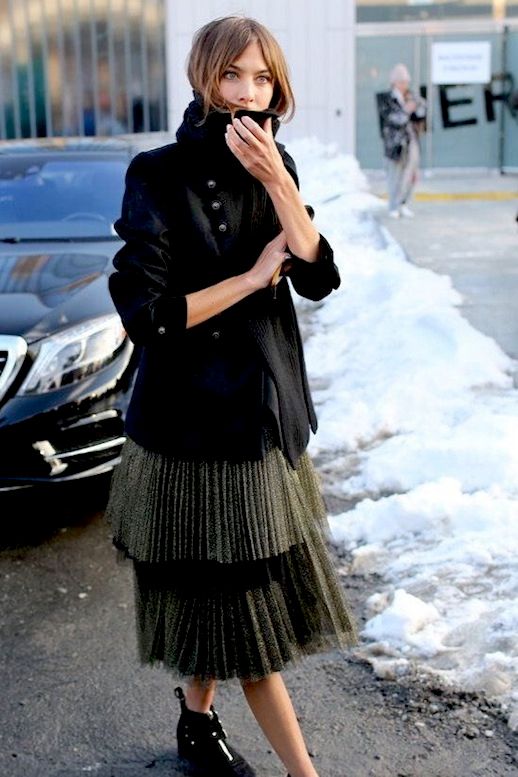 Street Style: Alexa Chung Stuns In A Tiered Pleated Skirt
