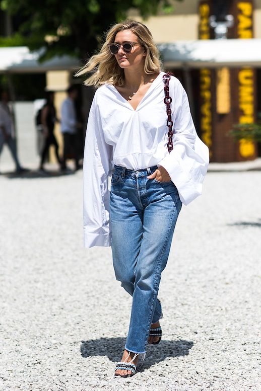 oversized white shirt with jeans