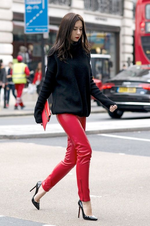 Here's How To Pull Off Red Leather Pants