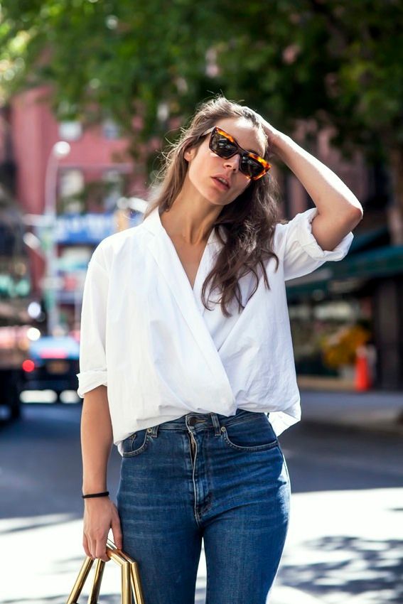 Two Ways: White Shirt & High-Waisted Jeans