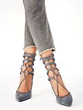 Shoe Crush: Grey Suede Lace-Up Heels