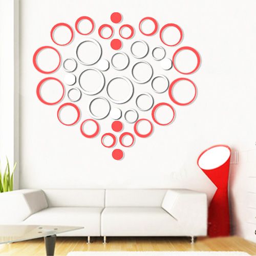 New Creative Pop Up Decoration Red 5 Circles Ring 3D Wall Art