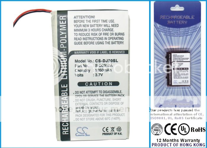 1050mAh Battery For DELL Digital Jukebox, DJ 20, DJ20 30GB,Jukebox 