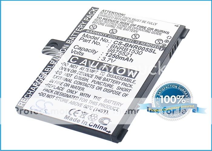 1250mAh Battery For  005, NOOK, BNRZ1000  