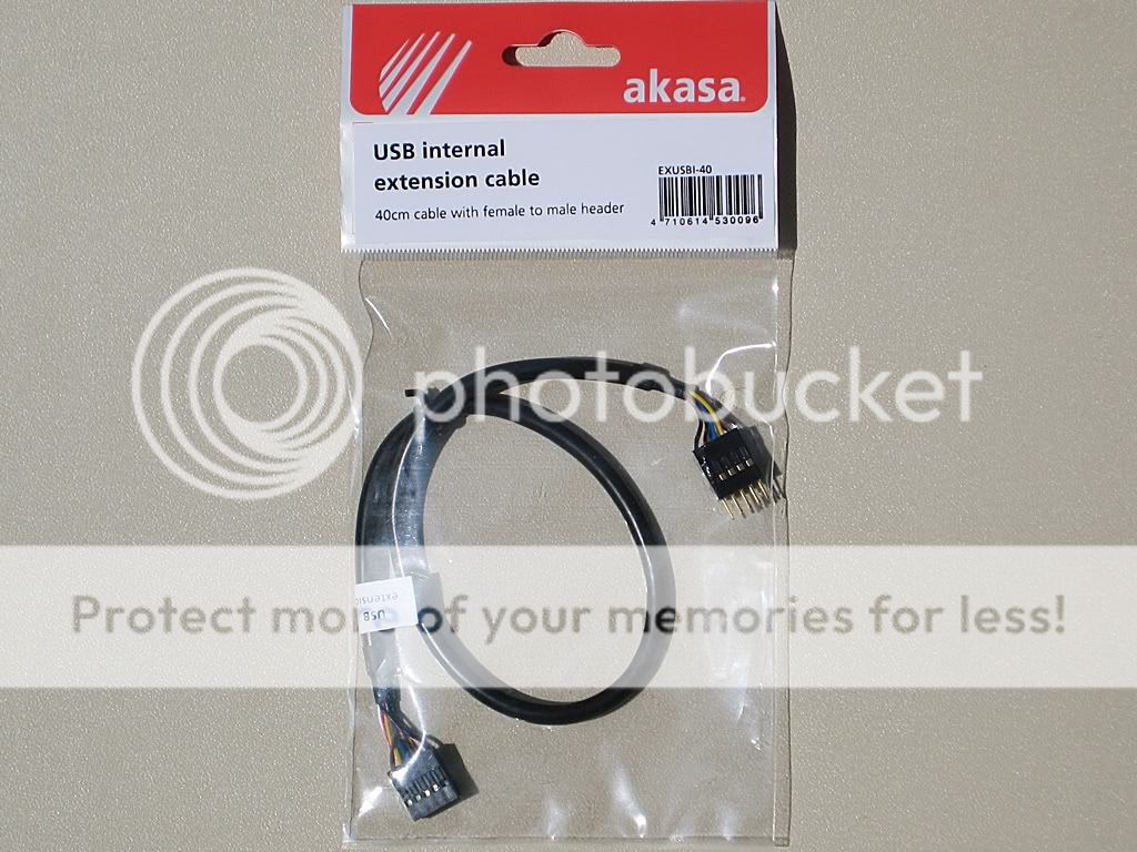 Hembra interna de cable de extensión de Akasa USB a macho 9 Pin