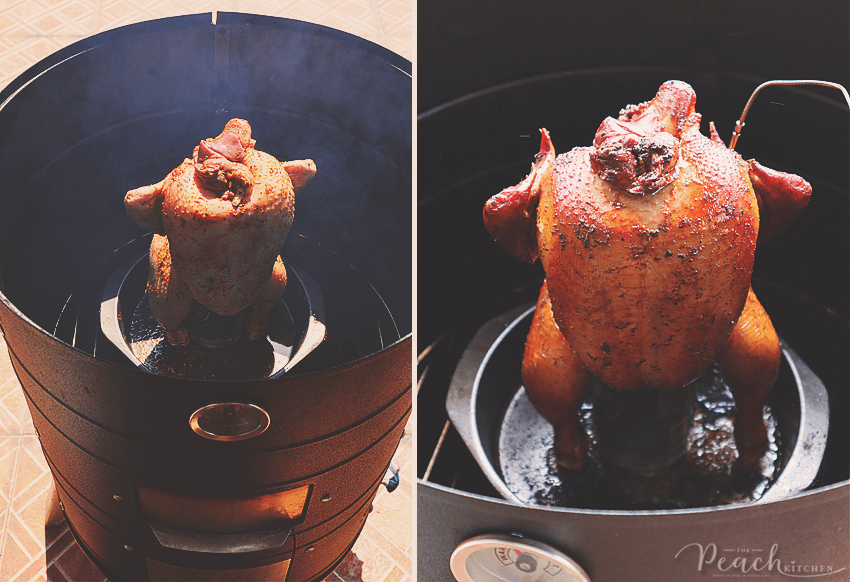 smoking the beer can chicken