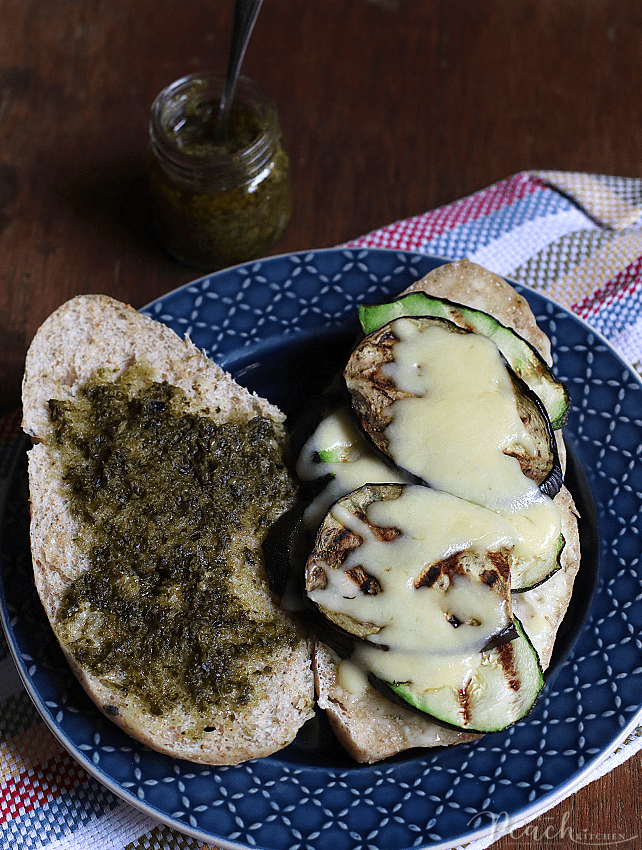 Grilled Eggplant and Zucchini Sandwich