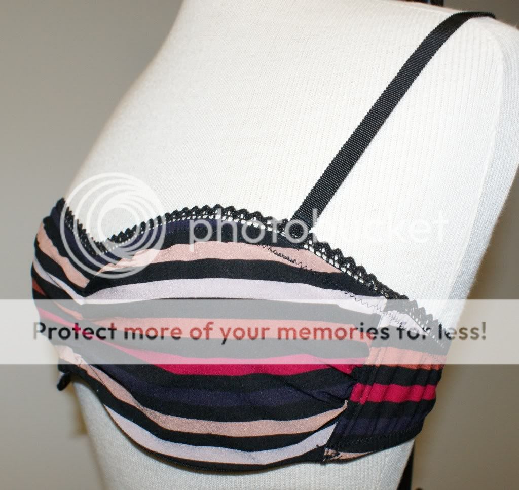 SONIA RYKIEL FOR H&M Black Pink Purple Striped Underwire Bandeau Bra 