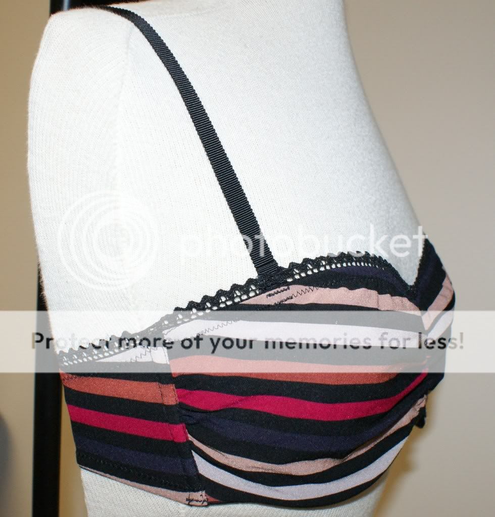 SONIA RYKIEL FOR H&M Black Pink Purple Striped Underwire Bandeau Bra 