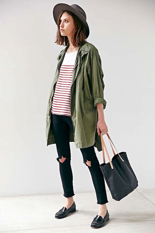 14 Le Fashion Blog 15 Ways To Wear A Green Army Jacket Hat Striped Shirt Ripped Black Jeans Loafer Via Urban Outfitters photo 14-Le-Fashion-Blog-15-Ways-To-Wear-A-Green-Army-Jacket-Hat-Striped-Shirt-Ripped-Black-Jeans-Loafer-Via-Urban-Outfitters.jpg