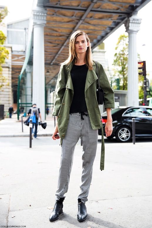 9 Le Fashion Blog 15 Ways To Wear A Green Army Jacket Model Street Style Striped Pants Via Collage Vintage photo 9-Le-Fashion-Blog-15-Ways-To-Wear-A-Green-Army-Jacket-Model-Street-Style-Striped-Pants-Via-Collage-Vintage.jpg