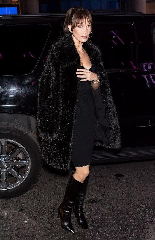 Le Fashion Blog Bella Hadid Shop Black Mid Length Black Boots Via Vogue 