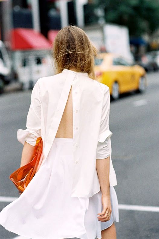 A Fresh Way To Wear Your Button-Down Shirt: Try it Backwards — Kristina Bazan