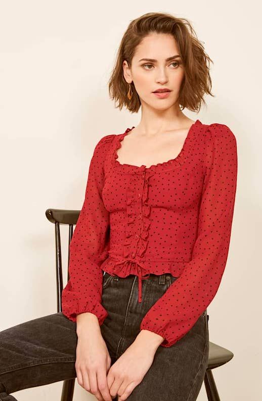 Le Fashion Blog Reformation Sale Red Date Night Blouse Via Nordstrom 