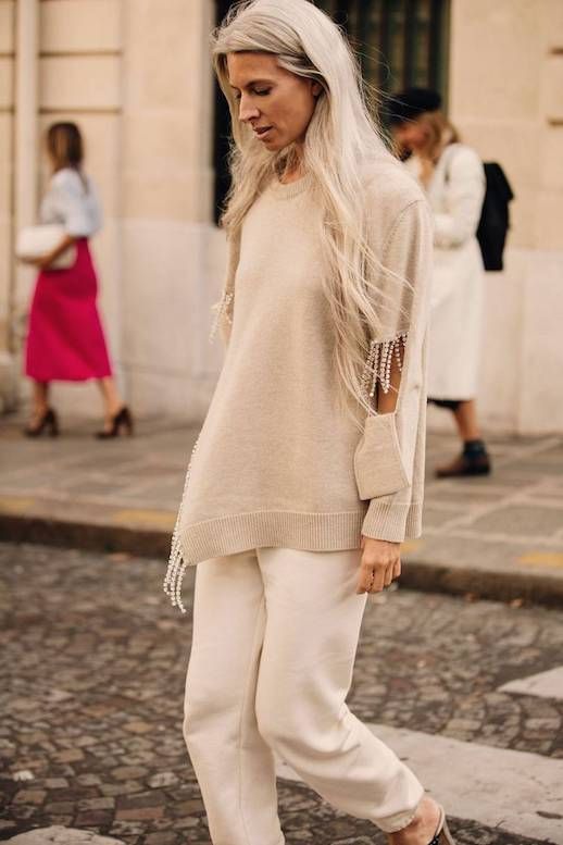 Le Fashion Blog Shop Cream Colored Sweaters Paris Fashion Week Street Style Via Vogue Uk 
