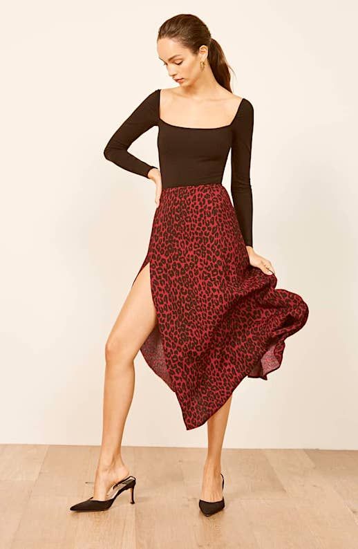 Le Fashion Blog Shop Reformation Sale At Nordstrom Leopard Print Red Midi Via Nordstrom 