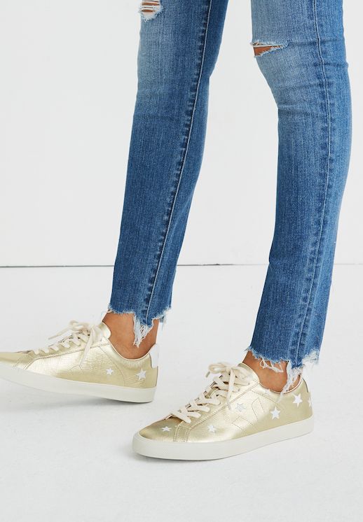 Le Fashion Blog Shop Sneakers Look Great With Denim Gold Sneakers Via Madewell 