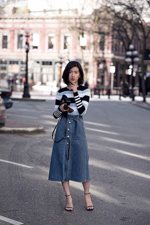 Standout Item: Denim Midi Skirt | Le Fashion | Bloglovin’