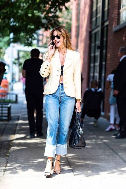 Le Fashion Blog Summer Looks Sunglasses Linen Blazer Bralet Boyfriend Cuffed Jeans Black Simple Heels Via Sandra Semburg 
