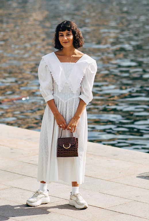 sneakers and maxi dress