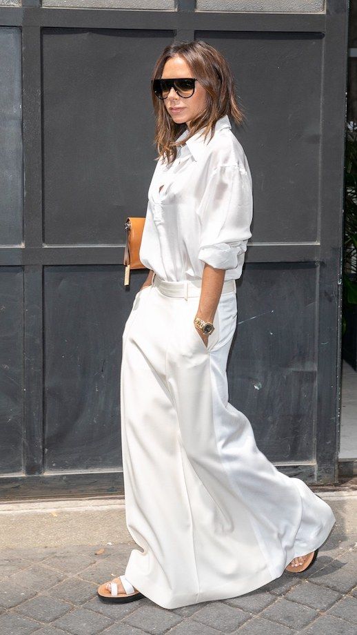 Victoria Beckham Wears White on White In Paris