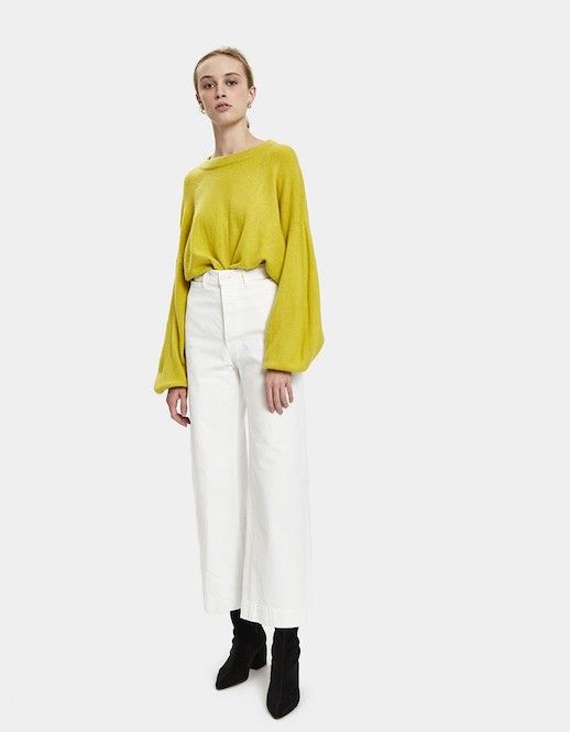 Le Fashion Blog Yellow Balloon Sleeve Sweater Via Need Supply 