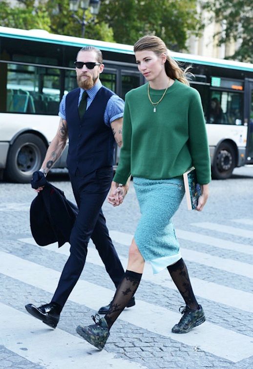 LE FASHION BLOG  BEARDS + BABES PART 4 JUSTIN OSHEA VERONIKA HEILBRUNNER VIA TOMMY TON GREEN SWEATSHIRT EMBELLISHED MIDI SKIRT KNEE HIGH LACE SOCKS HIGH TOP PRINT SNEAKERS HALF UP HAIR LAYERED NECKLACE ROLLED UP SHORT SLEEVE DRESS SHIRT TIE VEST SKINNY TROUSERS PANTS PATENT OXFORDS TATTOOS BUYING DIRECTOR MY THERESA MENSWEAR INSPIRATION FASHION WEEK STREET STYLE FASHION EDITOR  1 photo LEFASHIONBLOGBEARDSBABESPART4JUSTINOSHEAVERONIKAHEILBRUNNERVIATOMMYTON1.jpg