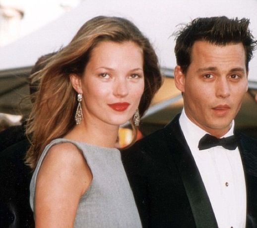 LE FASHION BLOG JOHNNY DEPP KATE MOSS JOHNNY AND KATE INSPIRATION DROP EARRINGS GREY DRESS RED LIPS 2
