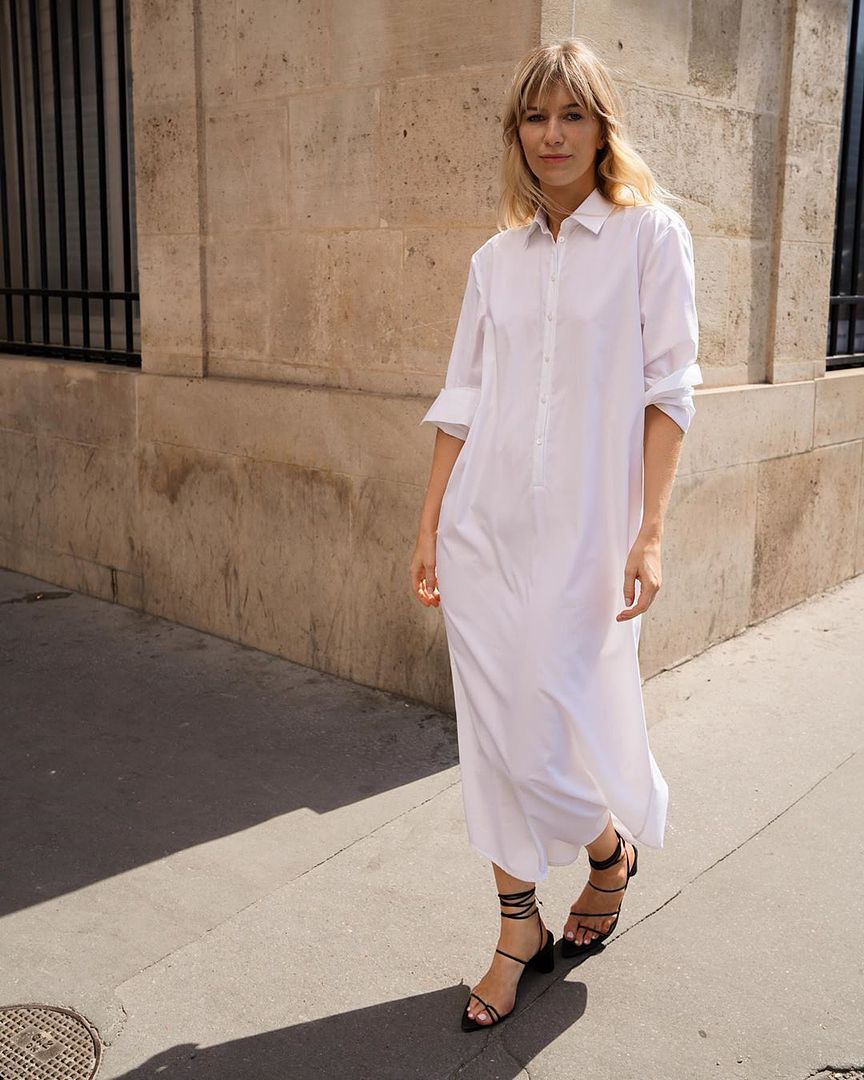 Le Fashion Blog Easy Summer Styling White Shirt Dress Black Strappy Sandals Via Florencefordamoy Instagram