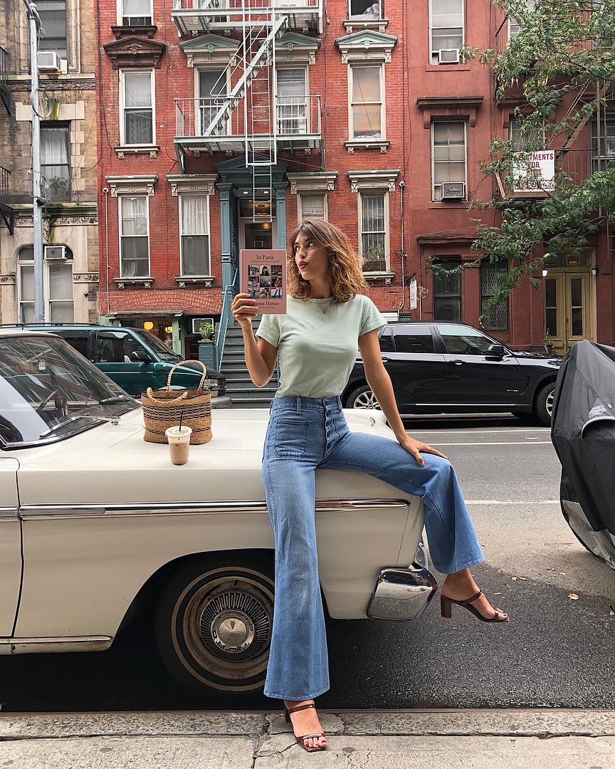 The French-Girl Way to Wear Wide-Leg Jeans for Spring — Jeanne Damas Instagram