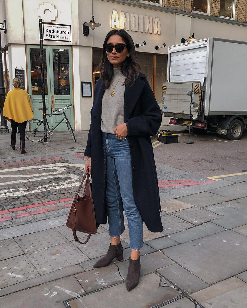 Le Fashion Blog Simple Winter Outfit Sunglasses Wool Coat Grey Turtleneck Cropped Jeans Suede Boots Via Cocobeautea 3