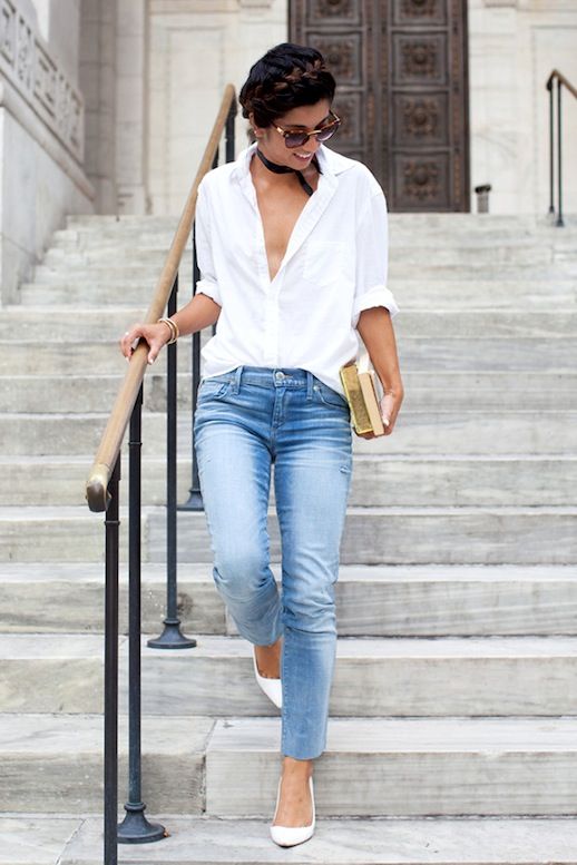 Le Fashion: An Elevated White Shirt And Denim Look To Try Now